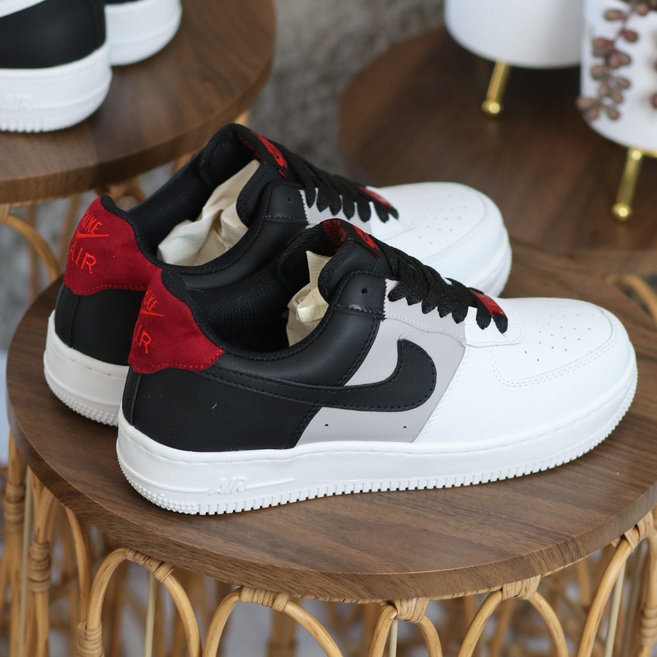 Nike Air Force 1 Low "Shadow Red" โ White / Black / Burgundy