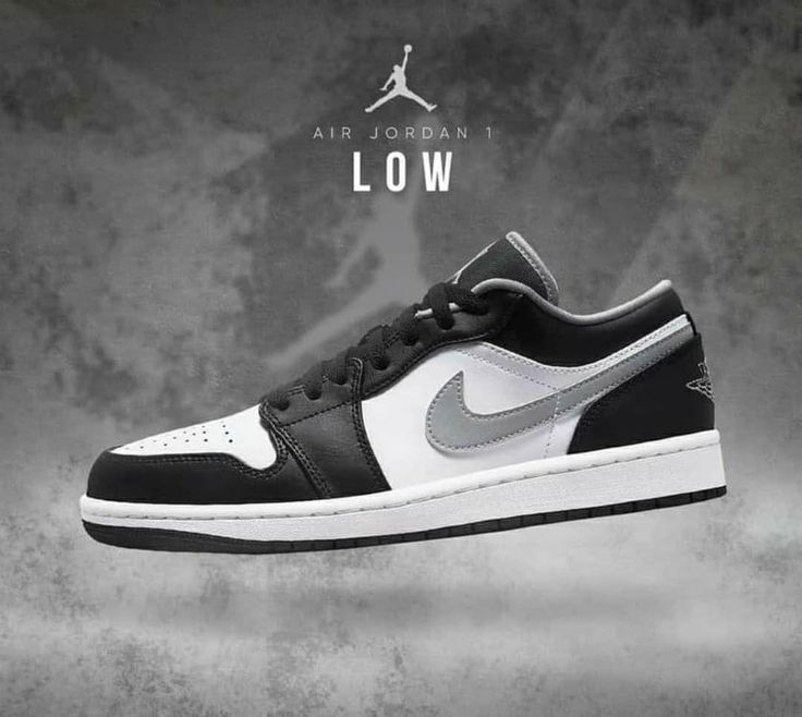 Nike Air Jordan 1 Low "Black/White/Grey Swoosh"