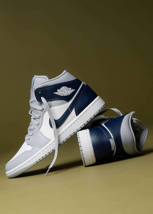 Nike Air Jordan 1 Mid "White/Stealth Grey/Navy"